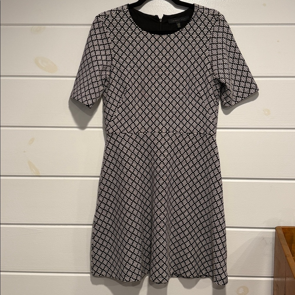 Black and White Patterned Midi Dress